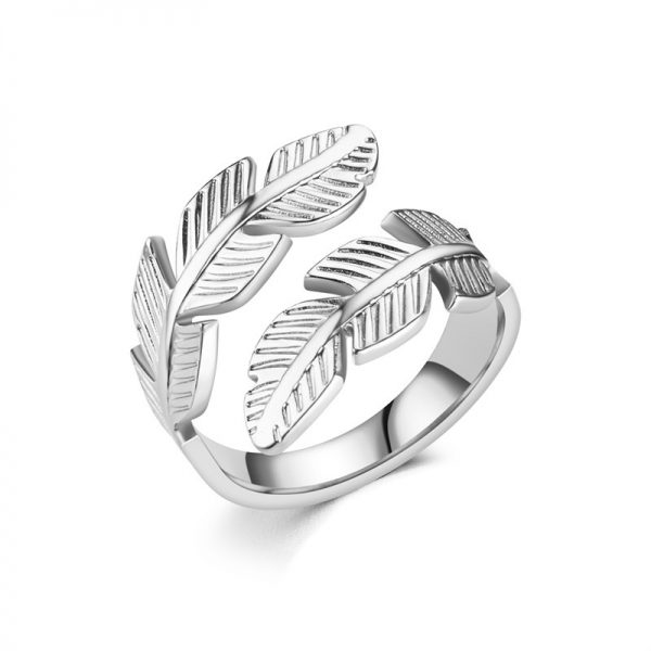 Feather Ring Open Titanium Steel Ring Gold And Silver Color Opening Rings Creative Simple Feather Handmade Party Jewelry Gifts - Image 5