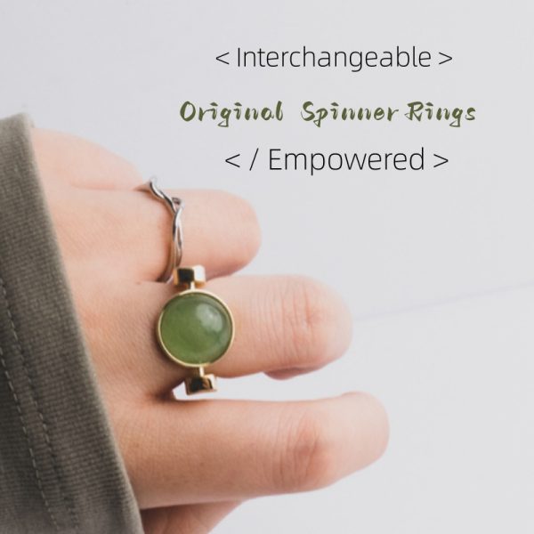 Original Fidget Spinner Rings Natural Stone Rings Replaceable Spinners For Anxiety And Stress Relief Jewelry Gifts - Image 3