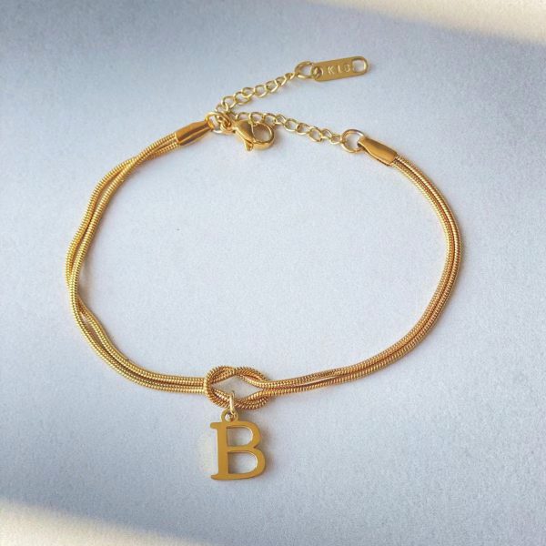 New Letter A-Z Love Knot Bracelets For Women Couple Gold Color Dainty Snake Chain Charm Bracelet Stainless Steel Jewelry Gift Valentine's Day Gifts - Image 7