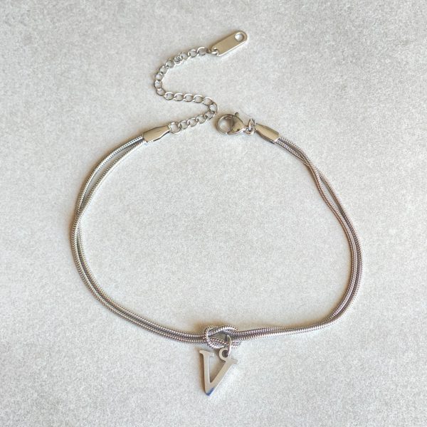 New Letter A-Z Love Knot Bracelets For Women Couple Gold Color Dainty Snake Chain Charm Bracelet Stainless Steel Jewelry Gift Valentine's Day Gifts - Image 4