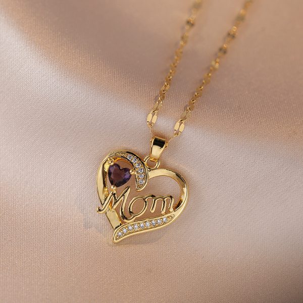Mother's Day Jewelry High Grade Zircon Heart Flower Pendant Necklace Stainless Steel Trendy Geometric Choker Jewelry Party Gifts For Women Girls - Image 4