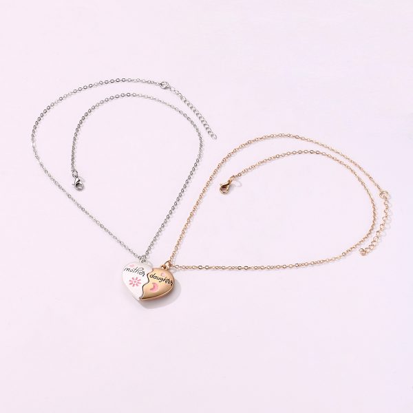 2PCS Set Jewelry Mother Daughter Necklace Matching Heart Magnetic Pendant Fashion Gifts For Mother's Day - Image 4