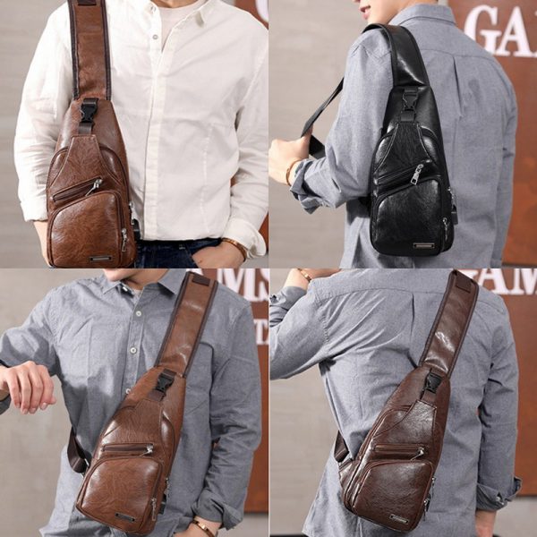 Men USB Charging Bag Men Chest Bag For Custom PU PVC Shoulder Bag Diagonal Package Messenger Travel Bag Cross Body Bags - Image 6