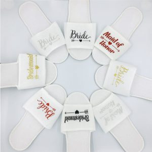 Custom Wedding Pajamas Party Plush Slippers