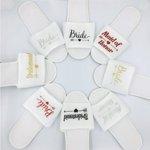 Custom Wedding Pajamas Party Plush Slippers