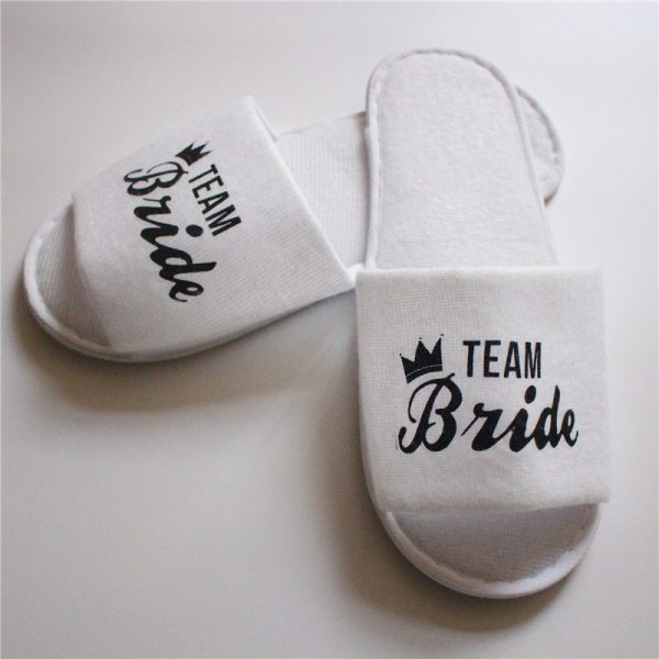 Custom Wedding Pajamas Party Plush Slippers - Image 7