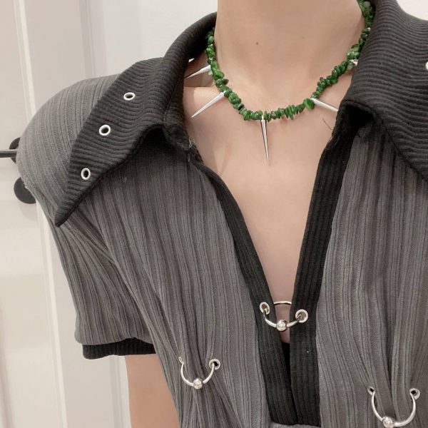 Custom Green Diopside Choker Necklace - Image 4