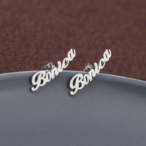 DIY custom English letter name earrings personalized custom earrings holiday gift - Image 4