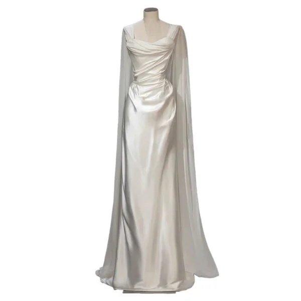 Elegant French White Satin Light Wedding Dress for a Dreamy Bridal Look - Image 7