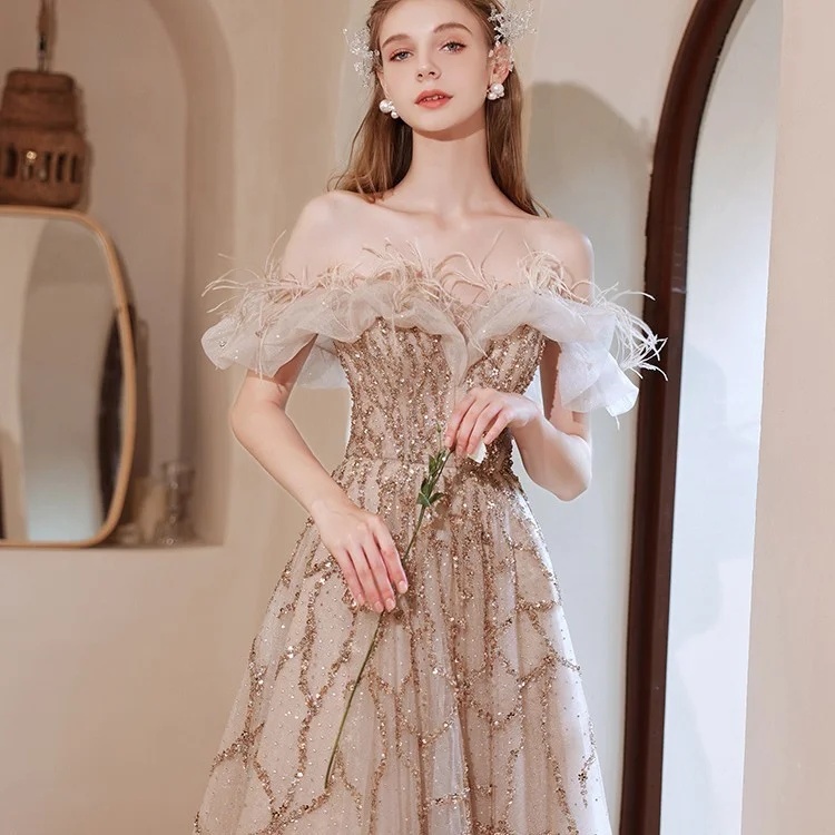 Stylish Off-Shoulder Dress for Annual Conference Host Engagement - Image 2