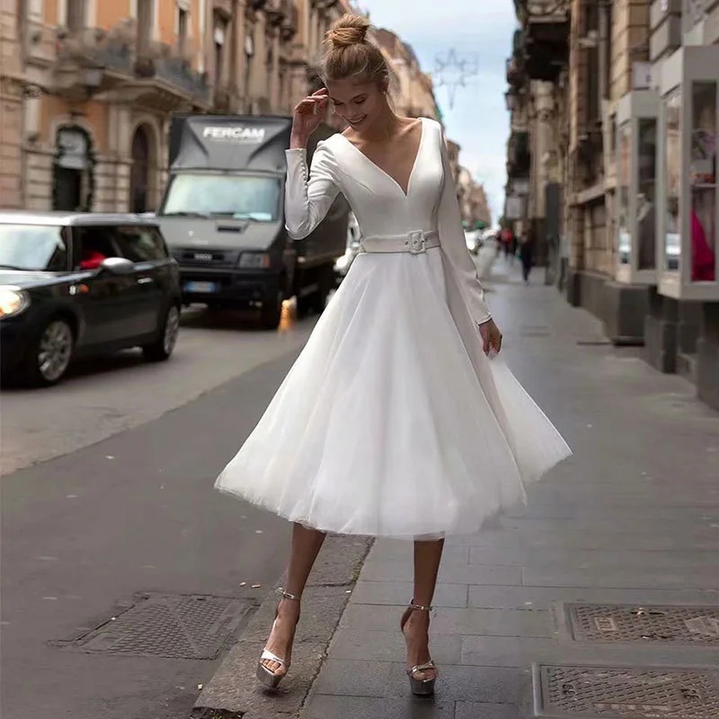 Elegant Women’s Short Wedding Dress & Evening Gown for Special Occasions - Image 2
