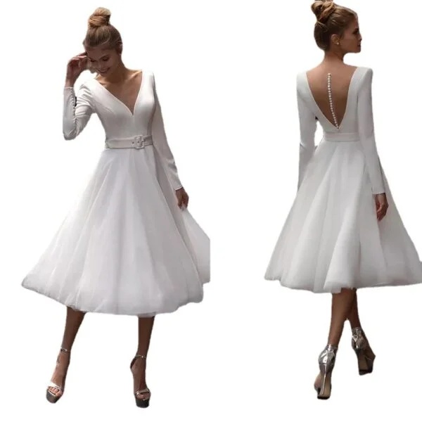 Elegant Women’s Short Wedding Dress & Evening Gown for Special Occasions - Image 3