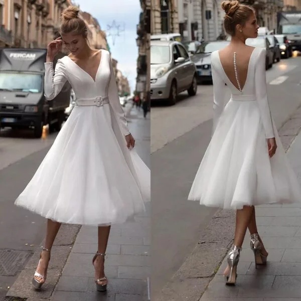 Elegant Women’s Short Wedding Dress & Evening Gown for Special Occasions - Image 4