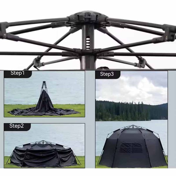 Hexagonal Vinyl Automatic Camping Tent for Effortless Outdoor Adventures - Image 6