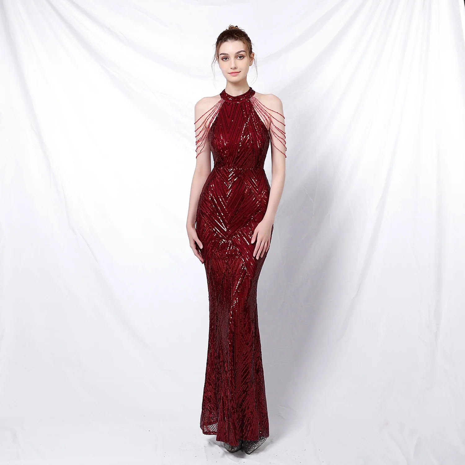 Elegant Backless Sequin Evening Dress for Women | Affordable Party Wear - Image 2