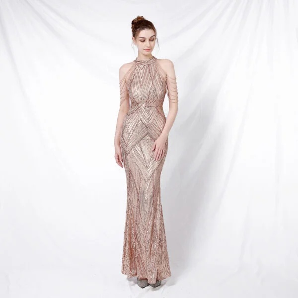 Elegant Backless Sequin Evening Dress for Women | Affordable Party Wear - Image 3