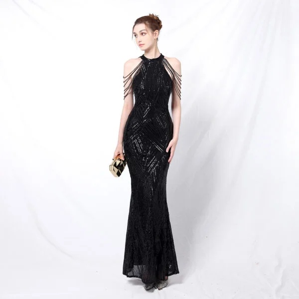 Elegant Backless Sequin Evening Dress for Women | Affordable Party Wear - Image 4
