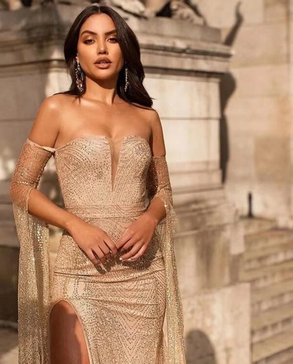 Stylish European and American Raglan Sleeve Tube Top Split Dress - Image 9