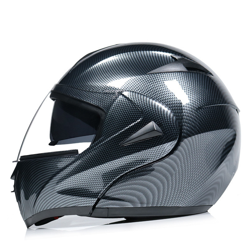 Carbon Fiber Motorcycle Helmet with Double Mirror for Men and Women - Electric Bike Safety Gear - Image 2