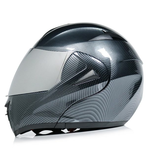 Carbon Fiber Motorcycle Helmet with Double Mirror for Men and Women - Electric Bike Safety Gear - Image 3