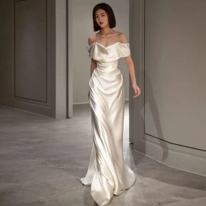 Elegant French White Off-Shoulder Light Wedding Dress for Your Dream Day