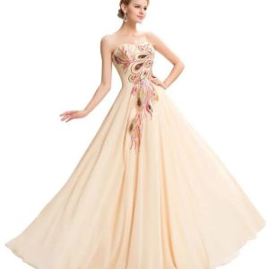 Embroidered Peacock Heart Chiffon Collar Dress - Elegant & Stylish