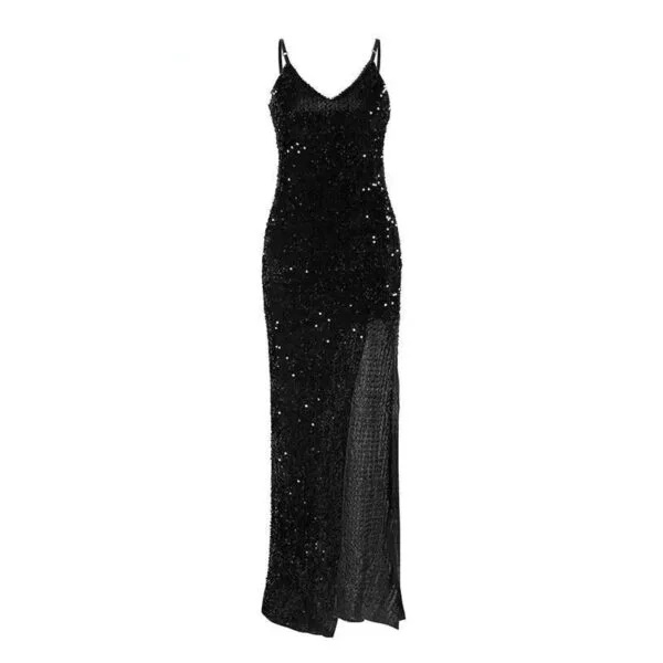 Spring-Inspired Atmospheric Thin Strap Sequined One-Piece Dress for Elegance - Image 9