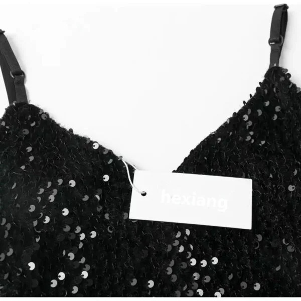 Spring-Inspired Atmospheric Thin Strap Sequined One-Piece Dress for Elegance - Image 10