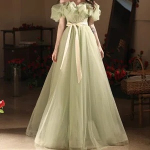 A Series Elegant V-neck Long Sleeve Chiffon Wedding Dress - Image 7
