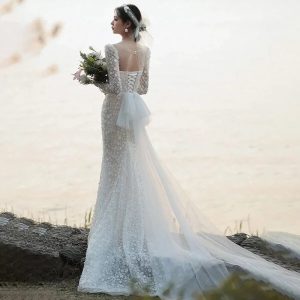 Elegant French Style Fishtail Wedding Dress for Brides - Unveil Your Temperament