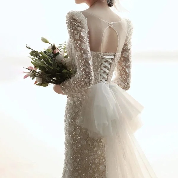 Elegant French Style Fishtail Wedding Dress for Brides - Unveil Your Temperament - Image 9