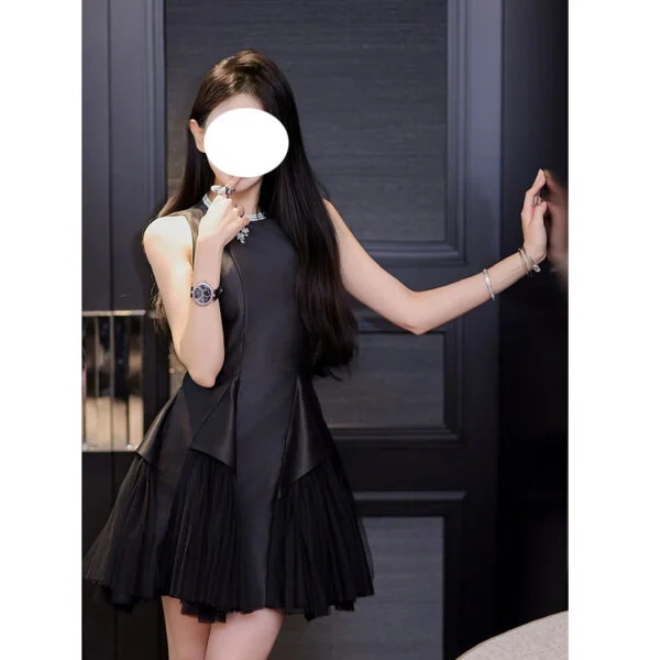 Puff Mesh Stitching Pearlescent Dress - Elegant Fashion Statement - Image 5