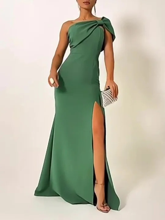 Elegant Green Bow Tube Top Evening Dress for Stunning Occasions