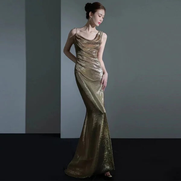 Elegant Fishtail Evening Dress for Women - Sexy Backless Sequins for Annual Meetings - Image 2