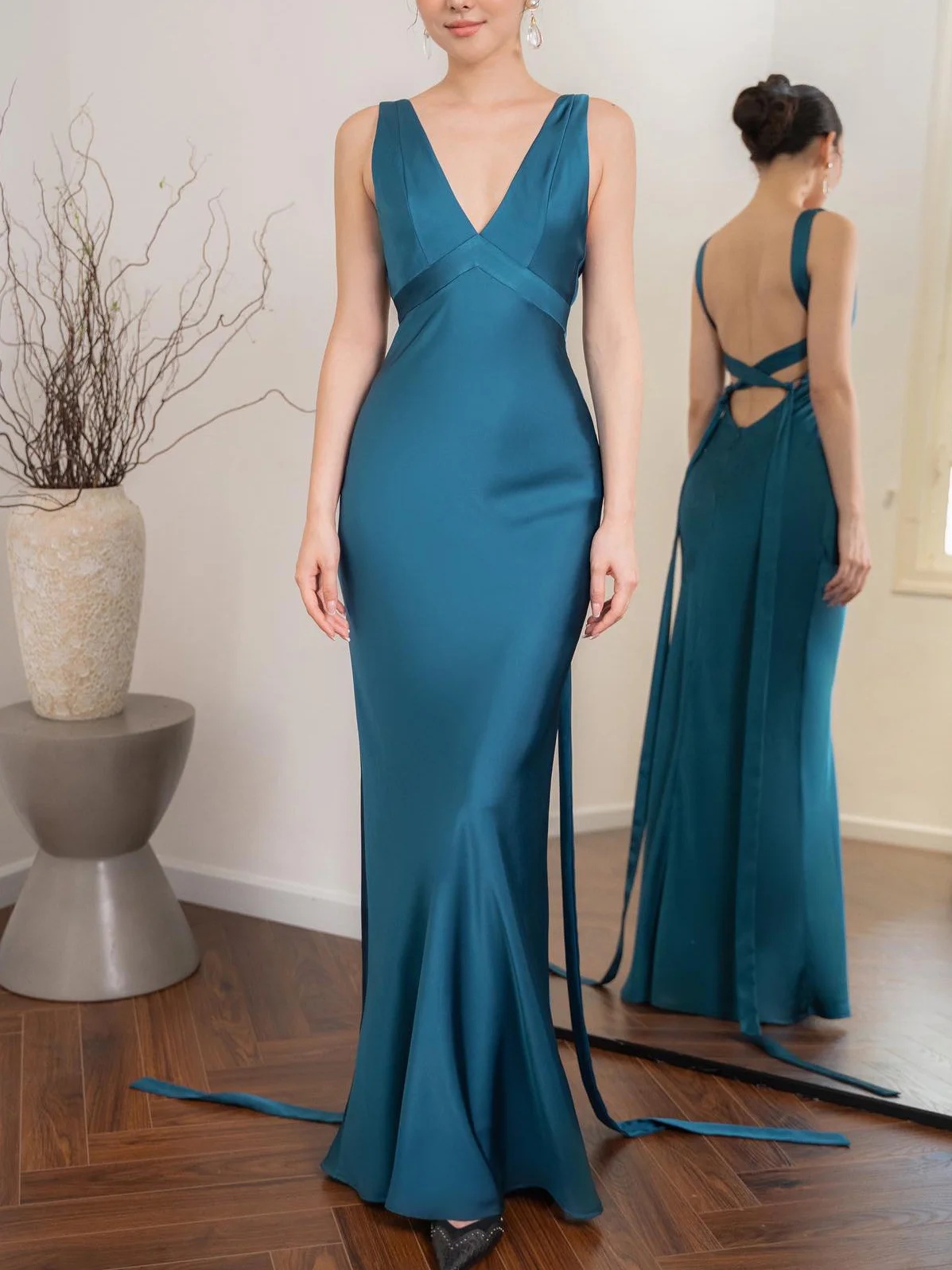 Backless Strappy Lake Blue Bridal Gown - Perfect for Your Dream Wedding - Image 2