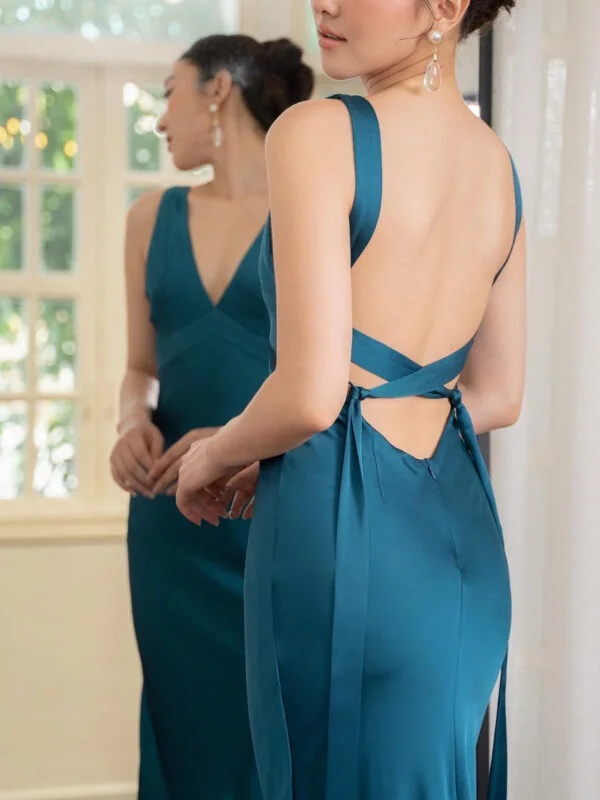 Backless Strappy Lake Blue Bridal Gown - Perfect for Your Dream Wedding - Image 3
