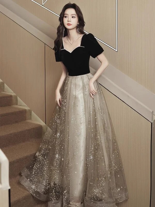 Women’s French Light Luxury Elegant Black Evening Dress for Any Occasion