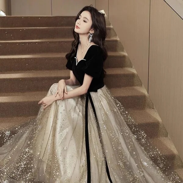 Women’s French Light Luxury Elegant Black Evening Dress for Any Occasion - Image 5