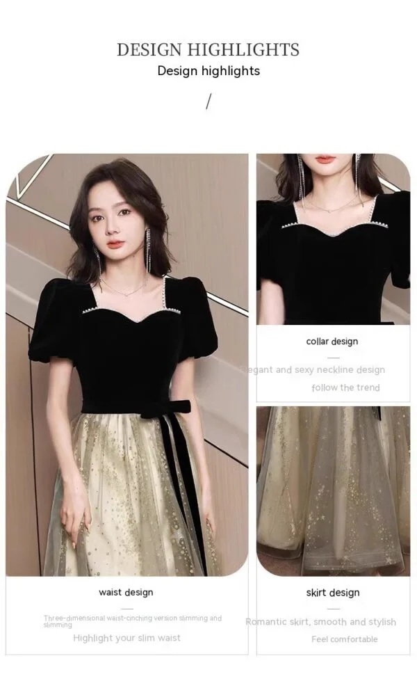 Women’s French Light Luxury Elegant Black Evening Dress for Any Occasion - Image 9