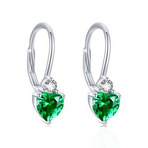 925 Sterling Silver Hypoallergenic Heart Zirconia Birthstone Earrings for Women - Elegant Jewelry