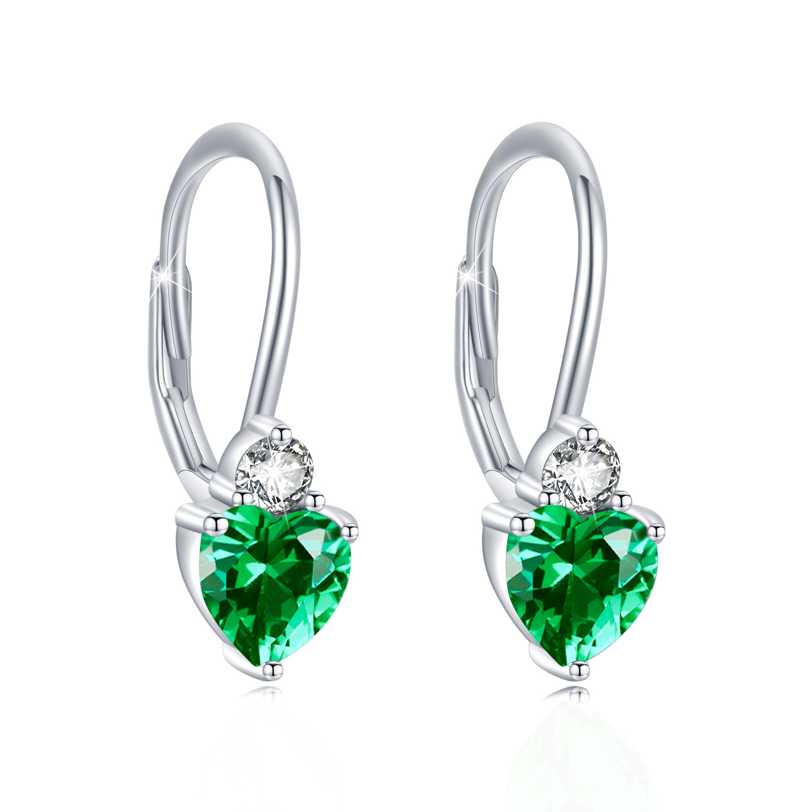 925 Sterling Silver Hypoallergenic Heart Zirconia Birthstone Earrings for Women - Elegant Jewelry