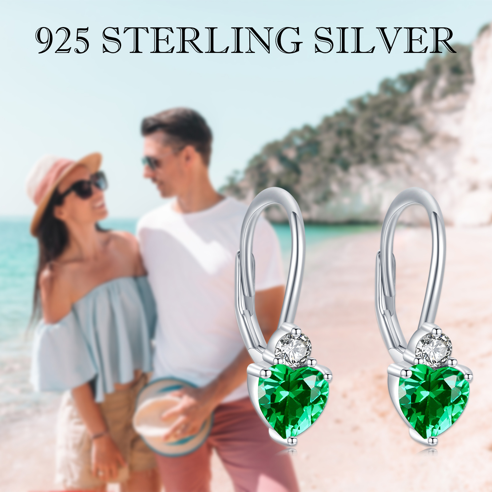 925 Sterling Silver Hypoallergenic Heart Zirconia Birthstone Earrings for Women - Elegant Jewelry - Image 6