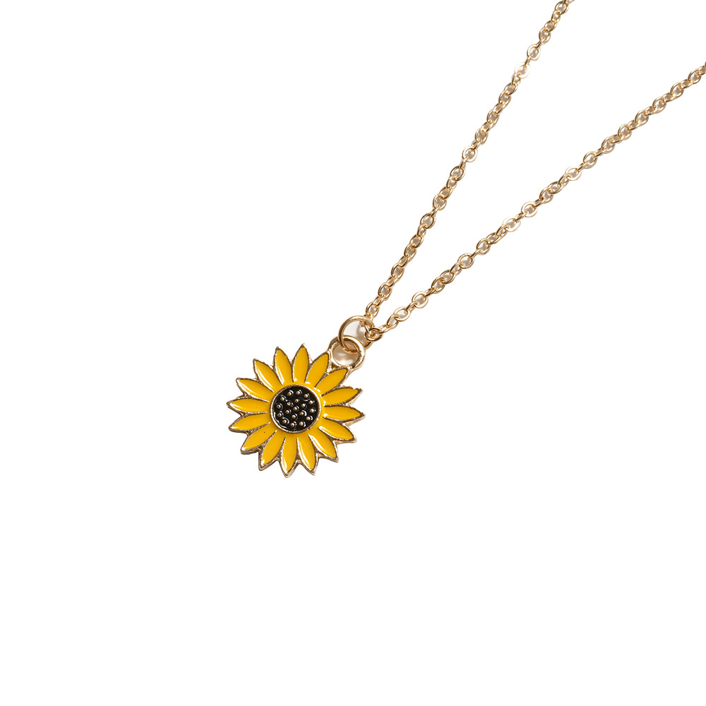 Stylish Sunflower Necklace - Unique Alloy Drip Pendant Clavicle Chain Accessory - Image 2