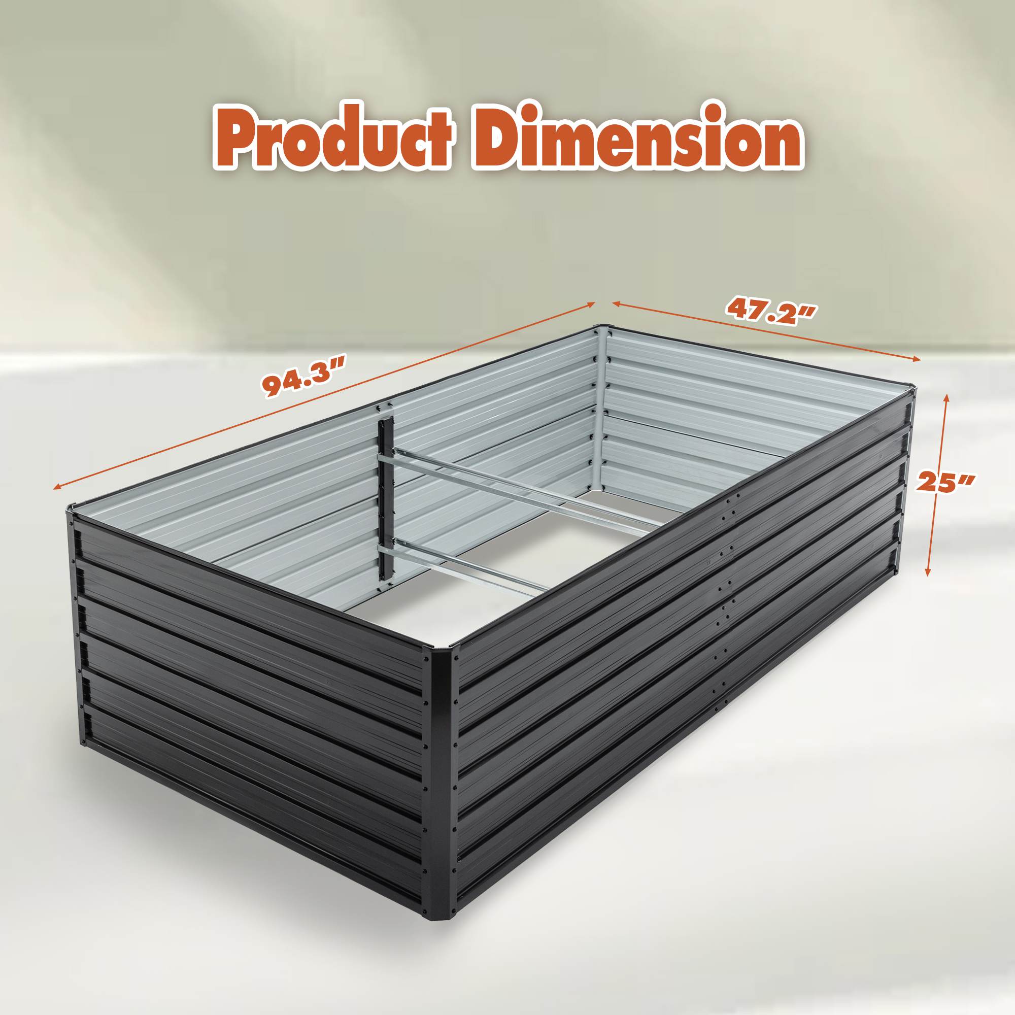 Galvanized Outdoor Raised Garden Bed Kit - Black Rectangle Planter for Vegetables, Fruits, and Herbs - Image 2
