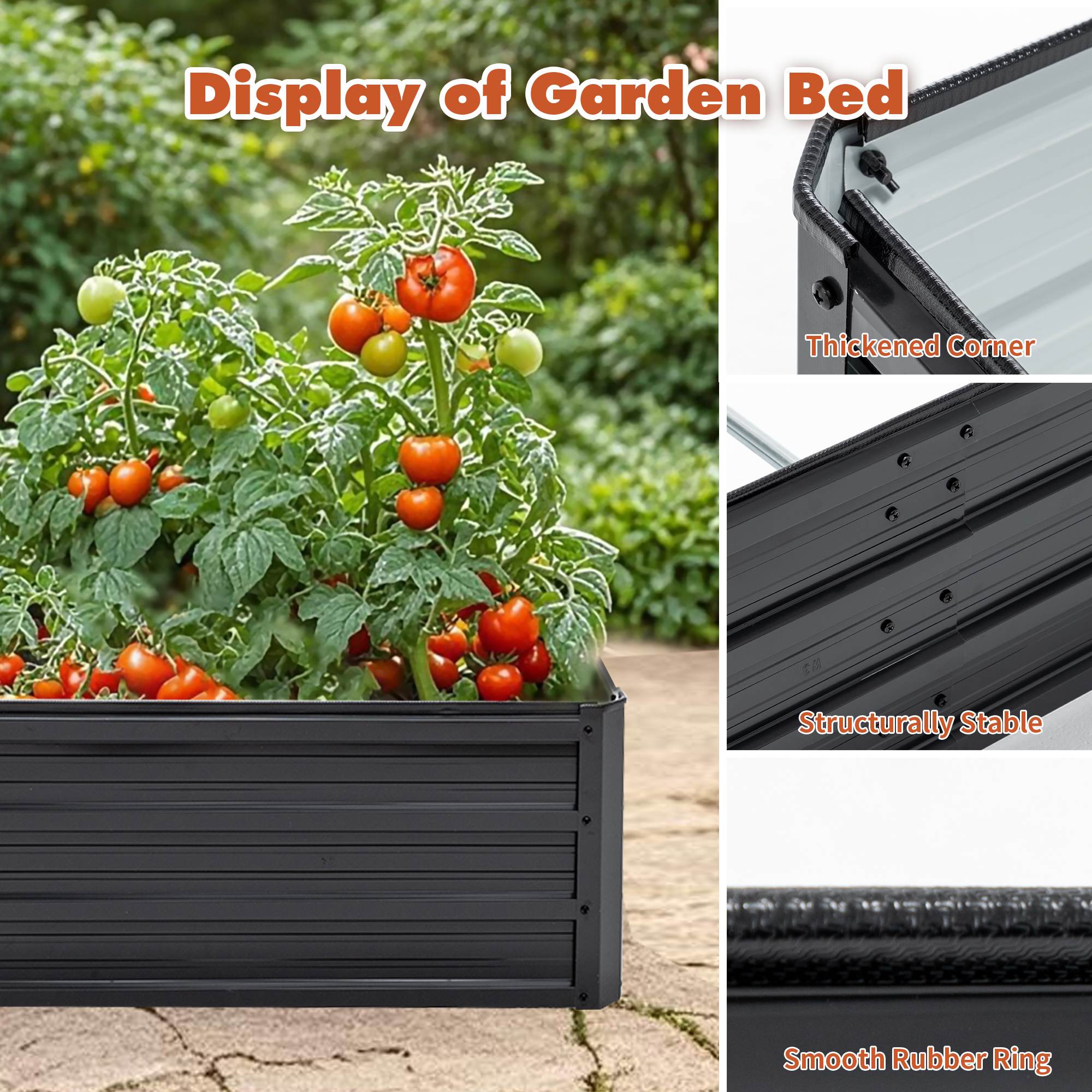 Galvanized Outdoor Raised Garden Bed Kit - Black Rectangle Planter for Vegetables, Fruits, and Herbs - Image 7