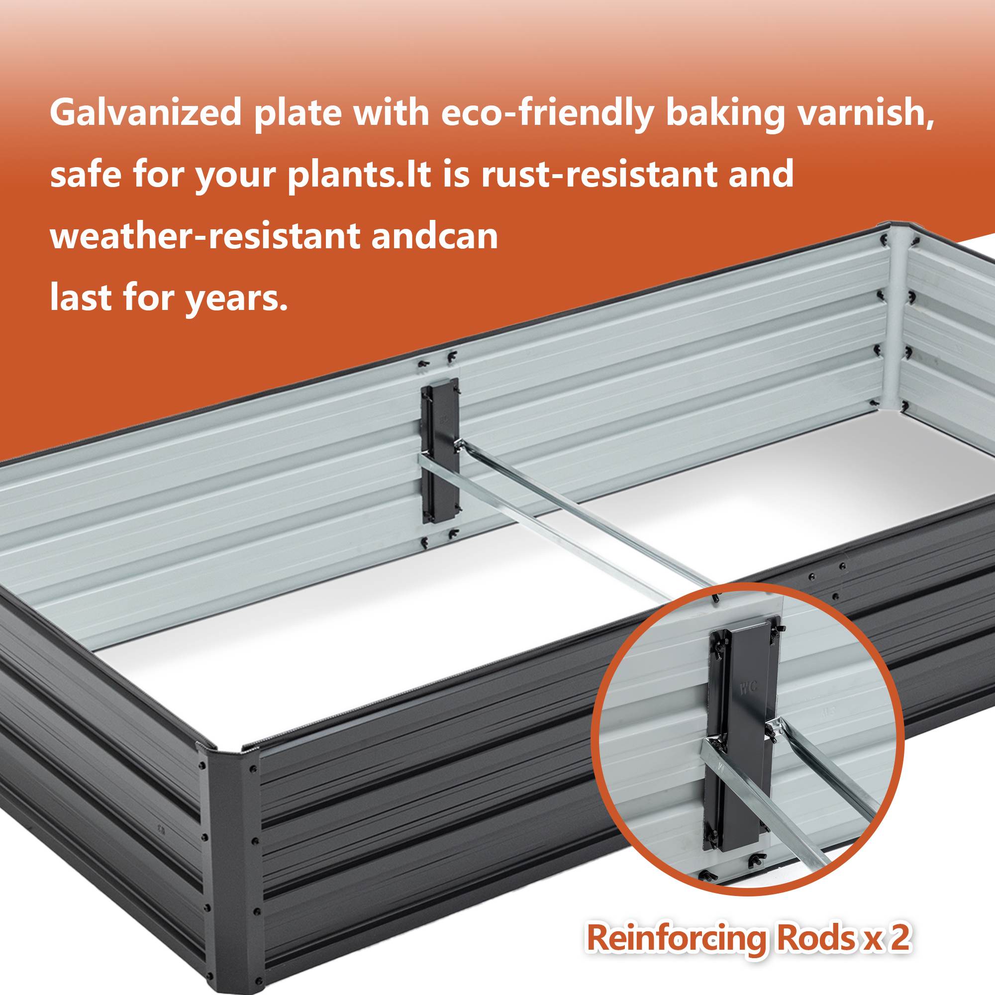 Galvanized Outdoor Raised Garden Bed Kit - Black Rectangle Planter for Vegetables, Fruits, and Herbs - Image 8