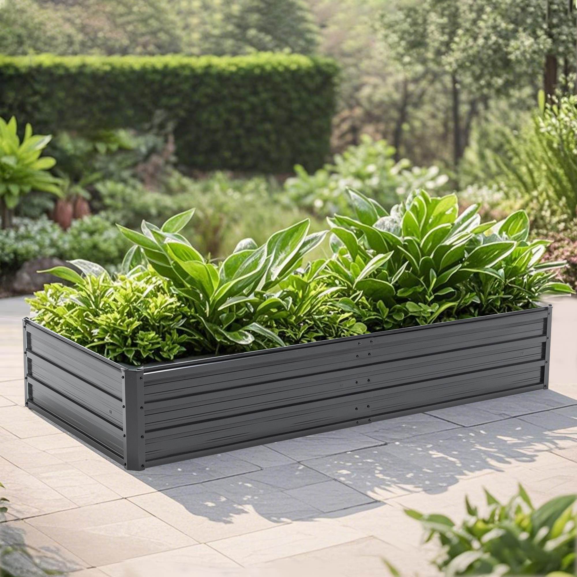 Galvanized Outdoor Raised Garden Bed Kit - Black Rectangle Planter for Vegetables, Fruits, and Herbs - Image 10