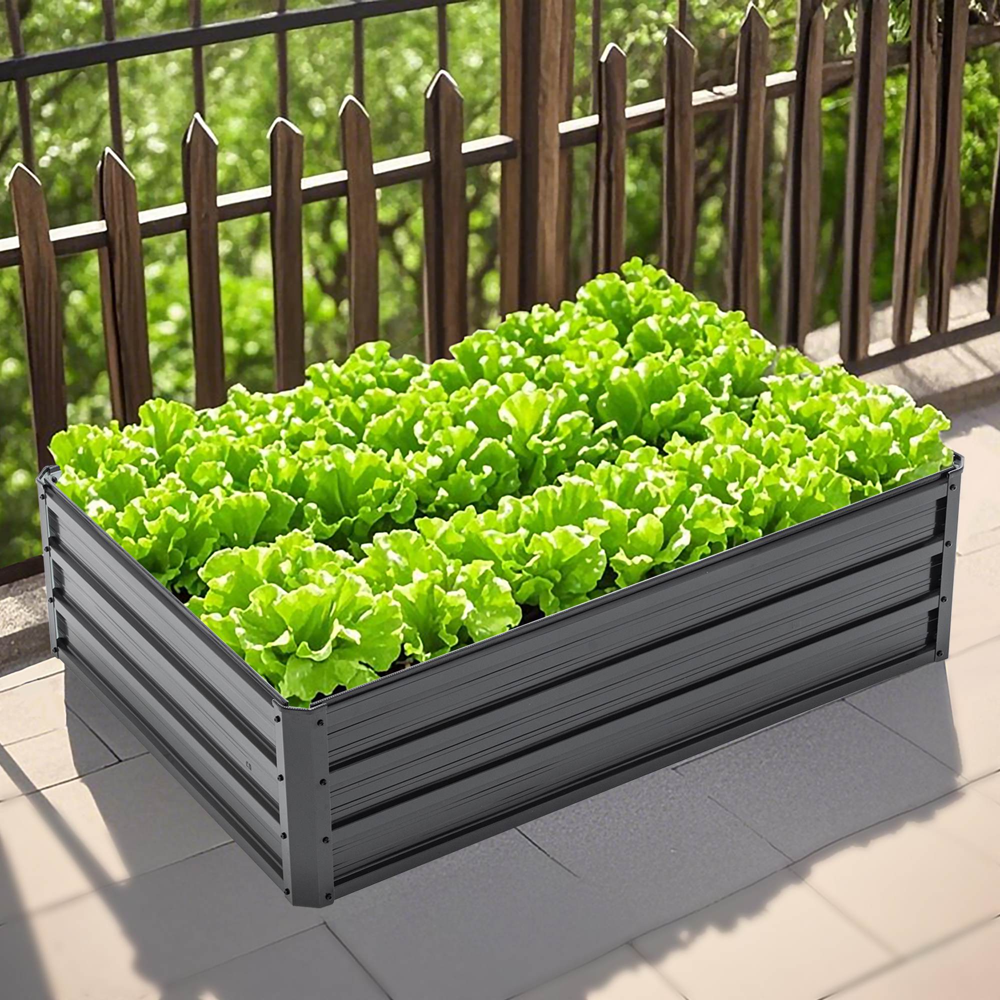 Galvanized Outdoor Raised Garden Bed Kit - Black Rectangle Planter for Vegetables, Fruits, and Herbs - Image 16