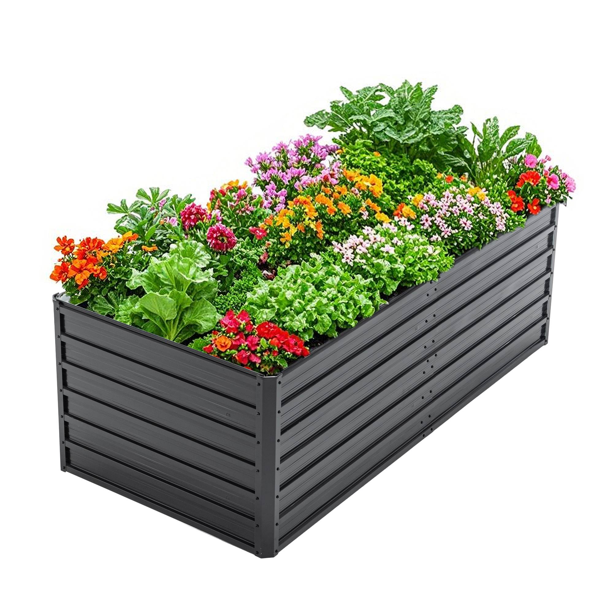 Galvanized Outdoor Raised Garden Bed Kit - Black Rectangle Planter for Vegetables, Fruits, and Herbs - Image 19
