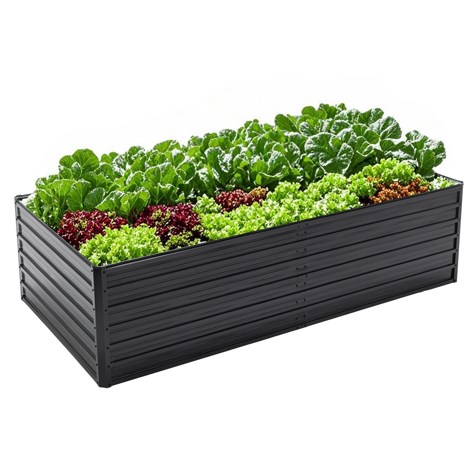 Galvanized Outdoor Raised Garden Bed Kit - Black Rectangle Planter for Vegetables, Fruits, and Herbs - Image 21